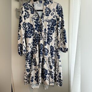 Blue and white floral dress